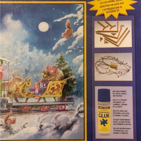 Bits & Pieces 1000 Piece Puzzle NEW Santa’s Train Lights Up & Frame Kit - Picture 2 of 10